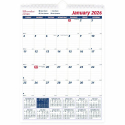 Brownline Wall Calendar Monthly 8x11" English - Monthly - White Sheet - 1 Each