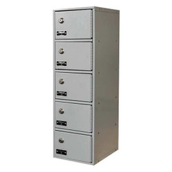 Hallowell Locker,5x1Lckrs,Lt Gry,30.5"x9"x12"  UCTL192(30)-5A-K-PL