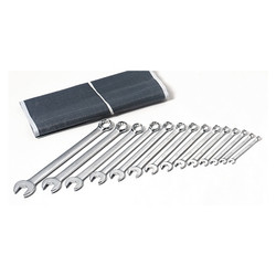 15 Piece Combination Wrench Set, 12 Points, SAE, Nickel Chrome Plated Finish