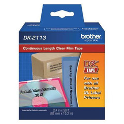 Brother Label Tape Cartridge,Blk/Clr,50ftx2.40in DK2113