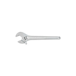 Adjustable Chrome Wrench, 18 in OAL, 2-1/16 in Opening, Chrome Plated, Tapered Handle