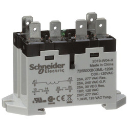 Schneider Electric Enclosed Power Relay,6Pin,120VAC,DPST-NO 725BXXBC3ML-120A