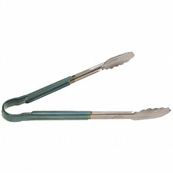Crestware Tong,Green,12 in. L,Stainless Steel CG12G