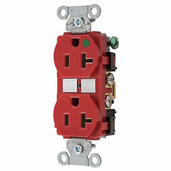 Hubbell Receptacle,Red,20 A,2P3W,Back; Side,1PK 8300RED