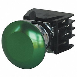 Eaton Push Button with Contacts,Green,Mushroom 10250T712G