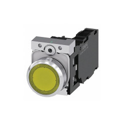 Siemens Illuminated Push Button,Yellow,22mm,LED 3SU1153-0AB30-1FA0