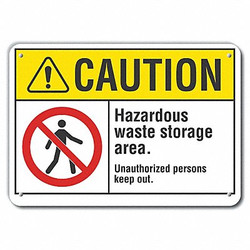 Lyle Rflctv Hazardous Waste Caut Sign,10x14in LCU3-0078-RA_14x10