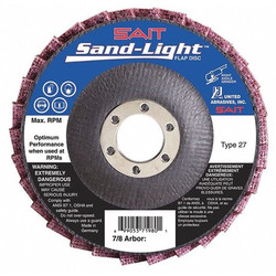 United Abrasives/Sait Flap Disc,4.5 In D,7/8 In Arbor,120 Grit  71984