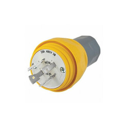 Hubbell WT LckPlg,Strt;20 A;Yellow,Elastmr,4Blds HBL26W76