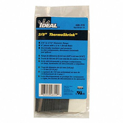 Ideal Shrink Tubing,6 in,Blk,0.421 in ID,PK10 46-319