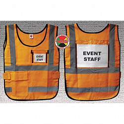 Disaster Management Systems Safety Vest,Orange,Legend Insert,Univsl DMS-05836