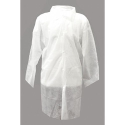 Action Chemical Disp. Lab Coat,L,Polypropylene,Wht,PK30 PP110-L