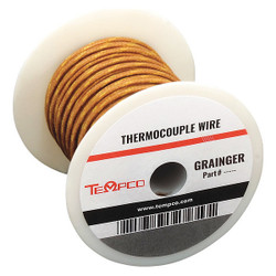 Tempco ThermocoupleWire,TypeK,20AWG,Brown,250ft TCWR-1007