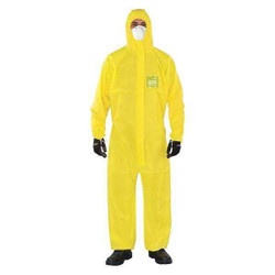 Microchem Hooded Coveralls,3XL,Yellow,PE,PK25 YY23-B-92-111-07