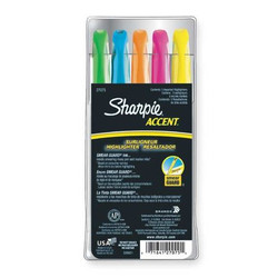 Sharpie Highlighter,Pen Style Barrel,PK5 1908101