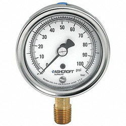 Ashcroft Gauge,Pressure,0 to 60 psi,1.5 Percent 251009AWL02L60#