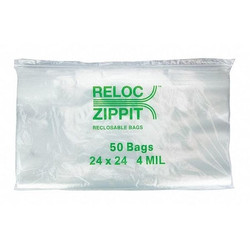 Reloc Zippit Reclosable Poly Bag,Zip Seal,PK200  4R2424