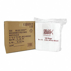 Reloc Zippit Reclosable Poly Bag,Zip Seal,PK500  4WR912