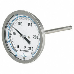 Ashcroft Dial Thermometer,Bi-Metallic,9 in Stem  30EI60R