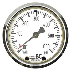 Thuemling Pressure Gauge,0 to 600 psi,2.5" Dial Sz BC-LFP-63-C