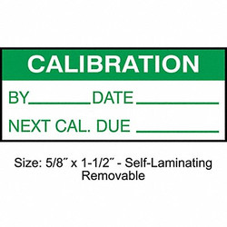 Stranco Calibration Label,ENG,Green/White,PK350 TCRSL2-22134