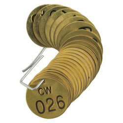 Brady Numbered Tag Set,Brass,1 1/2in W,PK25 23257