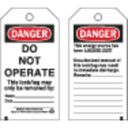 Brady Danger Tag,5-3/4 x 3 In,OSHA,Brs,PK25 66050