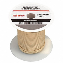 Tempco High Temp Lead Wire,12AWG,100ft,Natural LDWR-1023