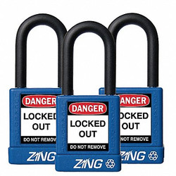 Zing Lockout Padlock,KA,Blue,1-3/4"H,PK3 7064