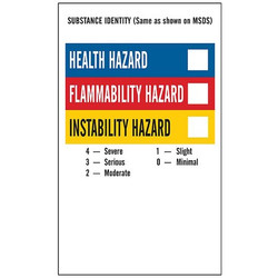 Brady NFPA Label,5 In.H,3 In.W,Vinyl,PK500 121164