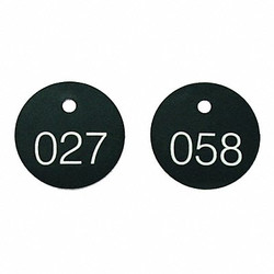 Accuform Engraved Numbered Tags,Plastic,PK100 TDG301BK