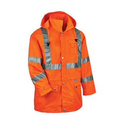 Glowear by Ergodyne Rain Jacket w/Hood,Hi-Vis Orange,L  8365