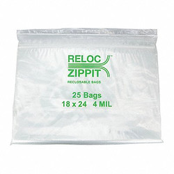 Reloc Zippit Reclosable Poly Bag,Zip Seal,PK250 4R1824