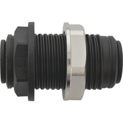 John Guest Bulkhead Union,Black,3/8" Tube Size,PK10 PP1212E