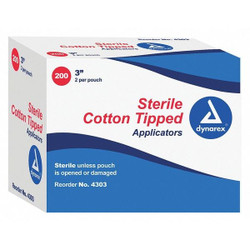 Dynarex Cotton Tip Swab,Cotton,3" L,PK1000 4301