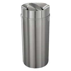 Glaro Trash Can,Round,16 gal.,Silver TA1533-SA-SA