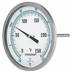 Ashcroft Dial Thermometer,BiMetallic,Glass Window 50EI60R