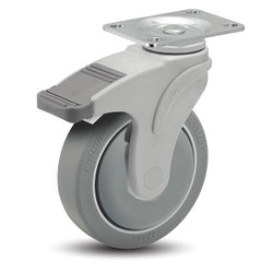 Medcaster Plate Caster,Swivel,4" Wheel Dia. NG04QDP125DLTP01