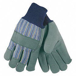 Mcr Safety Leather Gloves,Blue/Gray,L,PK12 1420A