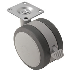 Shepherd Hardware Plate Caster,Swivel,TPR,5 5/8"H PSF125120GR-B