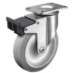 Colson Plate Caster,Swivel,Rubber,6 3/16"H 2.05256.445 BRK5