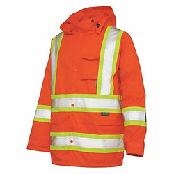Tough Duck Rain Jacket with Hood,Hi-Vis Orng,XL S37211