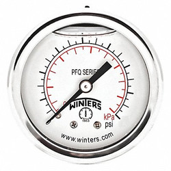 Winters Pressure Gauge,1-1/2" Dial Size,Silver PFQ1228