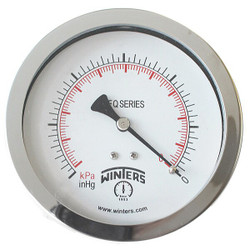 Winters Pressure Gauge,4" Dial Size,Silver PFQ1271-DRY