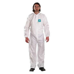 Ansell Coveralls,L,Wht,Film Lam,PK25 WH18-B-92-103-04