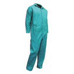 Chicago Protective Apparel Flame-Res. Coverall,Hem Cuff ,Green,L 605-GR-L