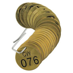 Brady Numbered Tag Set,Brass,1 1/2in W,PK25 23259