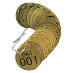 Brady Numbered Tag Set,Brass,1 1/2in W,PK25 23264