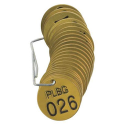 Brady Numbered Tag Set,Brass,1 1/2in W,PK25 23261
