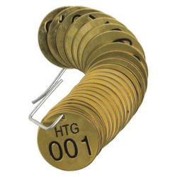 Brady Numbered Tag Set,Brass,1 1/2in W,PK25 23268
